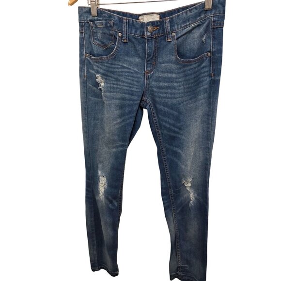 Free People Distressed Skinny Jeans Size 27 Blue Denim Mid-Rise Women's - Picture 1 of 7